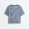 Striped Boxy Short Sleeve Cotton Blend T-Shirt Striped Boxy Short Sleeve Cotton Blend T-Shirt