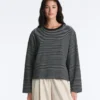 Striped Cotton Blend Long Sleeve Relaxed T-Shirt Striped Cotton Blend Long Sleeve Relaxed T-Shirt