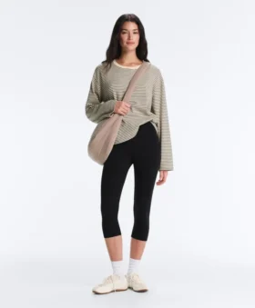 Striped Cotton Blend Long Sleeve Relaxed T-Shirt