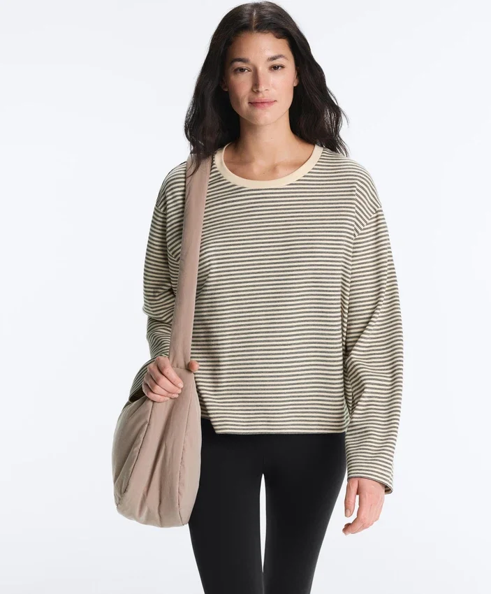 Striped Cotton Blend Long Sleeve Relaxed T-Shirt Striped Cotton Blend Long Sleeve Relaxed T-Shirt