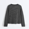 Striped Cotton Blend Long Sleeve Relaxed T-Shirt Striped Cotton Blend Long Sleeve Relaxed T-Shirt