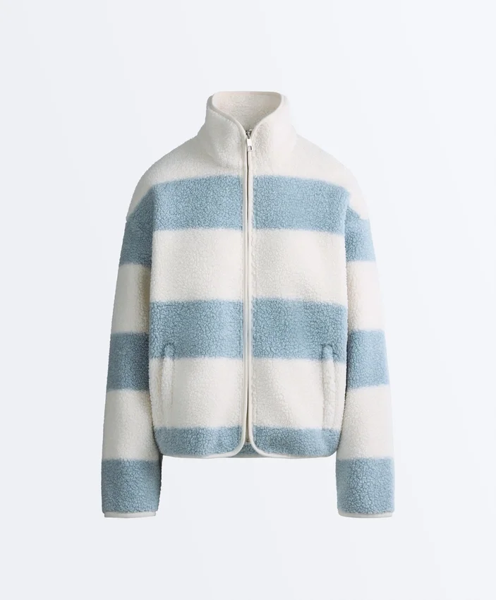 Striped Faux-Shearling Bomber Jacket Striped Faux-Shearling Bomber Jacket