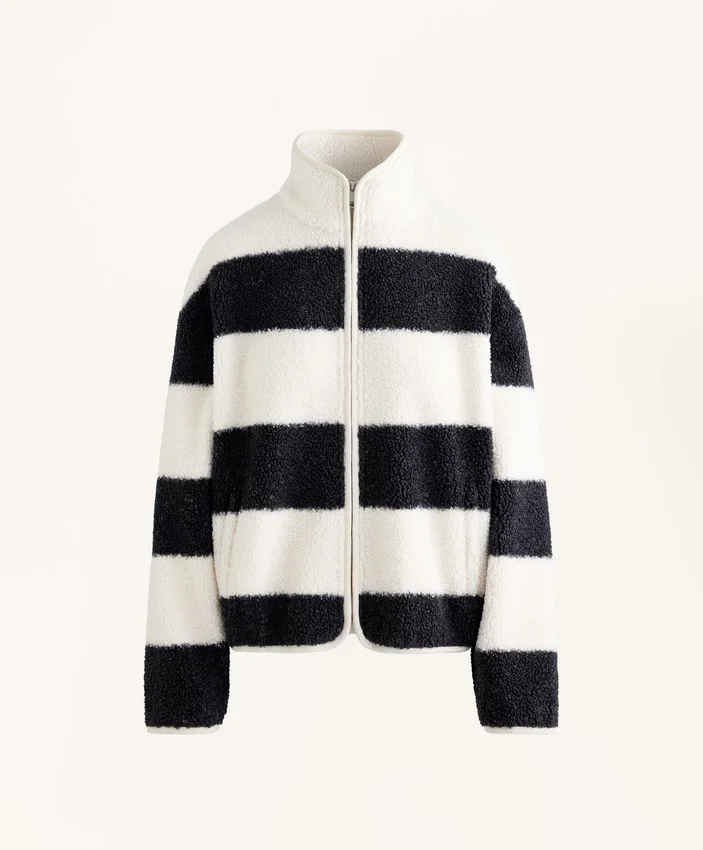 Striped Faux-Shearling Bomber Jacket Striped Faux-Shearling Bomber Jacket
