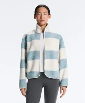 Striped Faux-Shearling Bomber Jacket