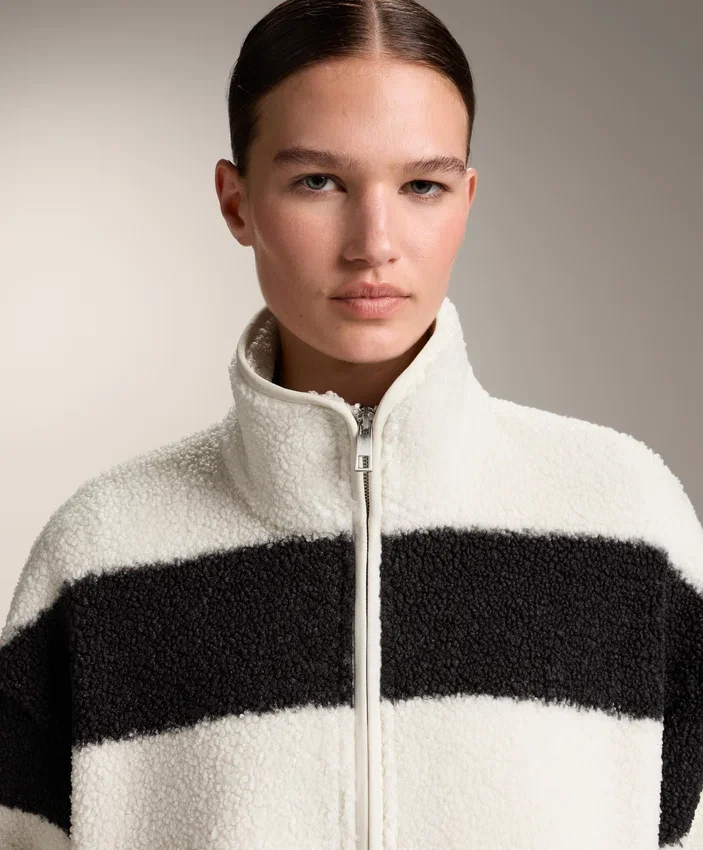 Striped Faux-Shearling Bomber Jacket Striped Faux-Shearling Bomber Jacket
