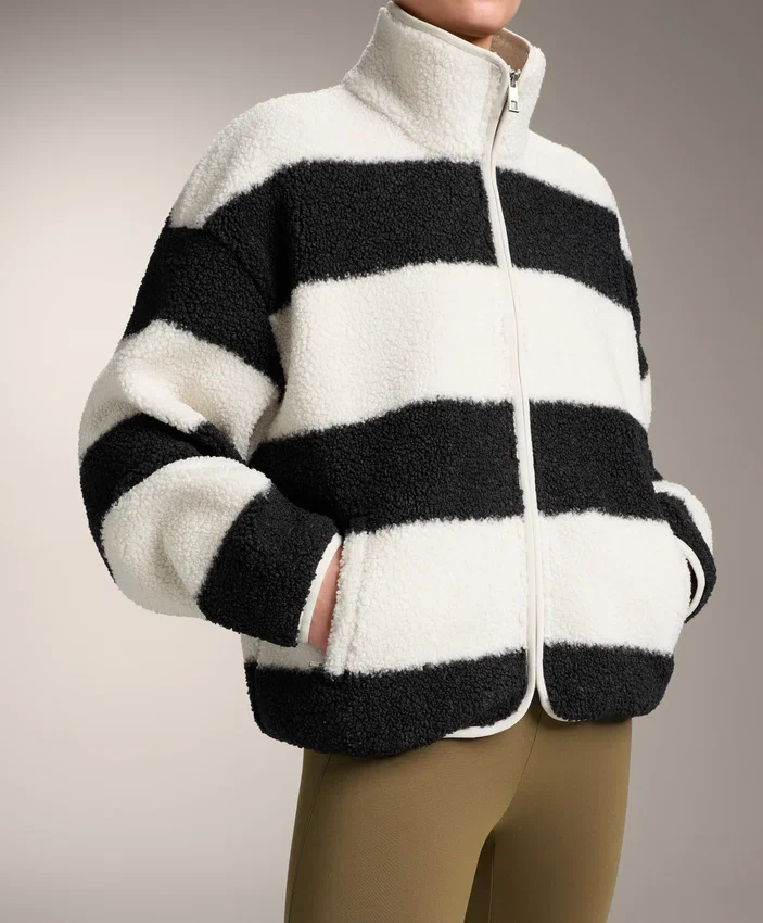 Striped Faux-Shearling Bomber Jacket Striped Faux-Shearling Bomber Jacket