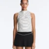 Striped Half-Zip Sleeveless T-Shirt Striped Half-Zip Sleeveless T-Shirt