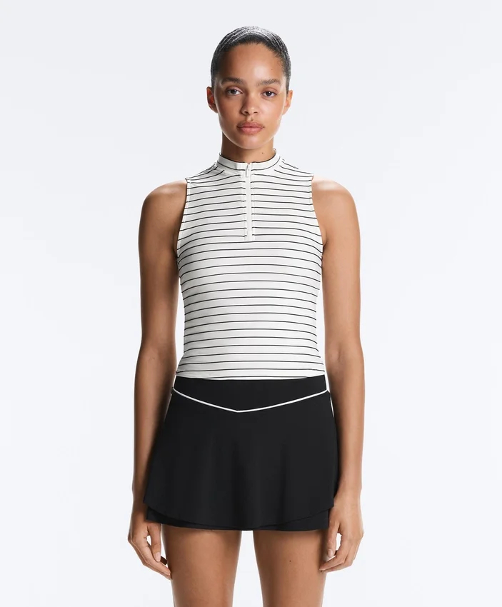 Striped Half-Zip Sleeveless T-Shirt Striped Half-Zip Sleeveless T-Shirt