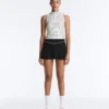 Striped Half-Zip Sleeveless T-Shirt Striped Half-Zip Sleeveless T-Shirt