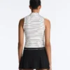 Striped Half-Zip Sleeveless T-Shirt Striped Half-Zip Sleeveless T-Shirt