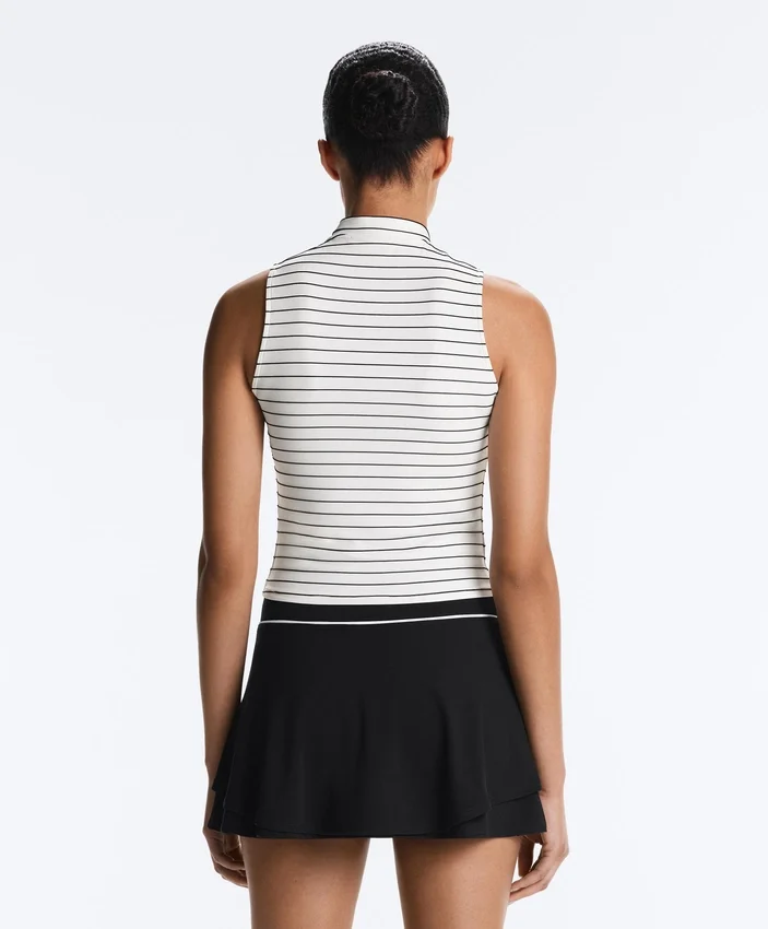 Striped Half-Zip Sleeveless T-Shirt Striped Half-Zip Sleeveless T-Shirt