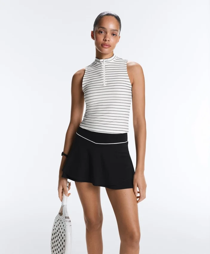 Striped Half-Zip Sleeveless T-Shirt Striped Half-Zip Sleeveless T-Shirt