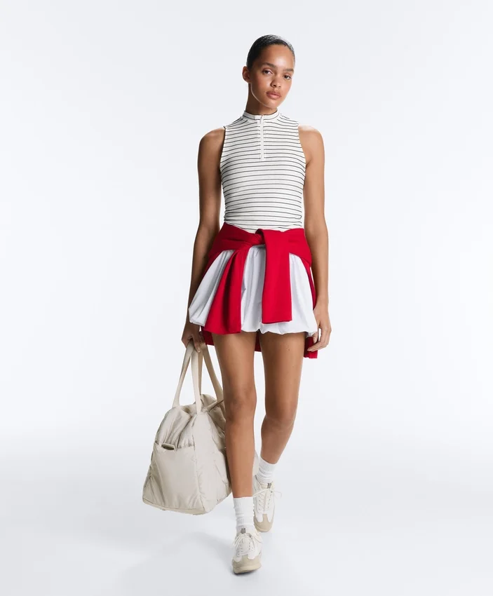 Striped Half-Zip Sleeveless T-Shirt Striped Half-Zip Sleeveless T-Shirt