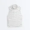 Striped Half-Zip Sleeveless T-Shirt Striped Half-Zip Sleeveless T-Shirt