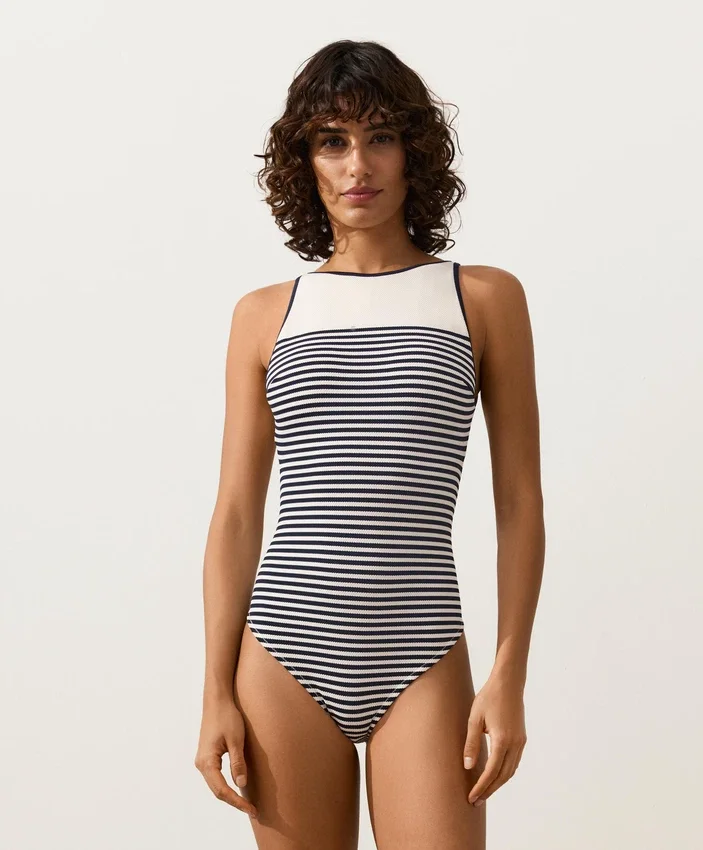Striped Halter Swimsuit Striped Halter Swimsuit