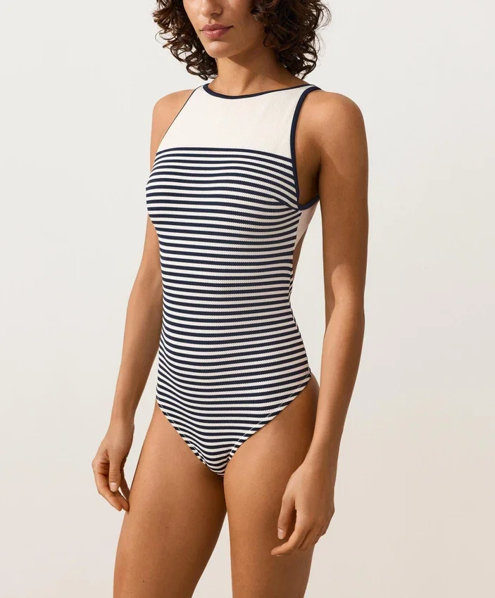 Striped Halter Swimsuit Striped Halter Swimsuit