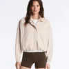 Striped Jacket with Puffed Hem Striped Jacket with Puffed Hem