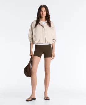 Striped Jacket with Puffed Hem Striped Jacket with Puffed Hem