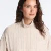 Striped Jacket with Puffed Hem Striped Jacket with Puffed Hem