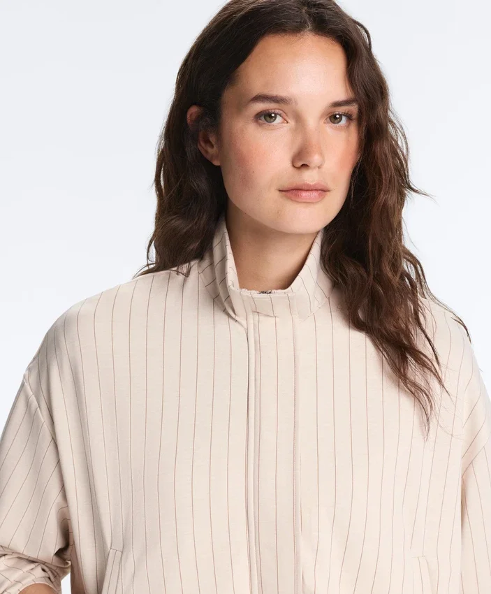 Striped Jacket with Puffed Hem Striped Jacket with Puffed Hem