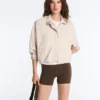 Striped Jacket with Puffed Hem Striped Jacket with Puffed Hem