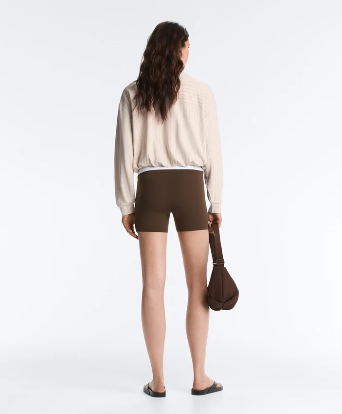 Striped Jacket with Puffed Hem Striped Jacket with Puffed Hem