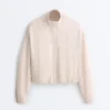 Striped Jacket with Puffed Hem Striped Jacket with Puffed Hem