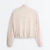 Striped Jacket with Puffed Hem Striped Jacket with Puffed Hem