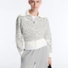 Striped Rib Neck Jacket with Cotton Striped Rib Neck Jacket with Cotton
