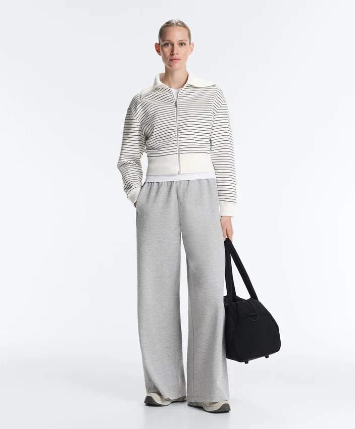 Striped Rib Neck Jacket with Cotton Striped Rib Neck Jacket with Cotton