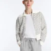 Striped Rib Neck Jacket with Cotton Striped Rib Neck Jacket with Cotton