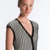 Striped Sleeveless V-Neck Knit Jumper Striped Sleeveless V-Neck Knit Jumper