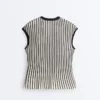 Striped Sleeveless V-Neck Knit Jumper Striped Sleeveless V-Neck Knit Jumper
