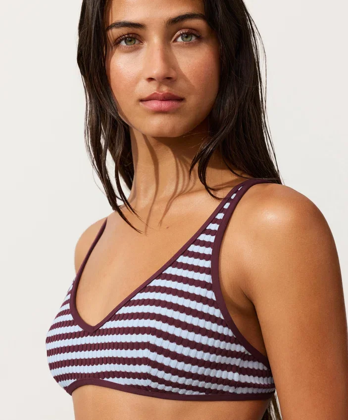 Striped Textured Halter Bikini Top Striped Textured Halter Bikini Top