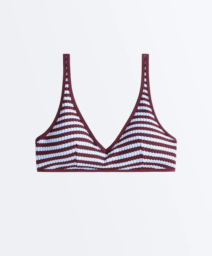 Striped Textured Halter Bikini Top Striped Textured Halter Bikini Top