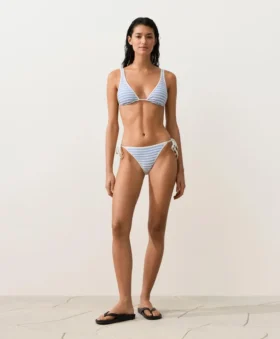 Textured Stripe Medium-Coverage Bikini Briefs with Ties