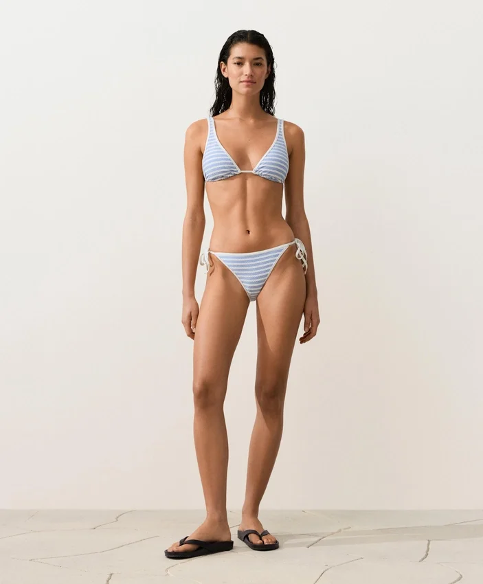 Textured Stripe Medium-Coverage Bikini Briefs with Ties Textured Stripe Medium-Coverage Bikini Briefs with Ties