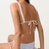 Striped Textured Triangle Halter Bikini Top Striped Textured Triangle Halter Bikini Top