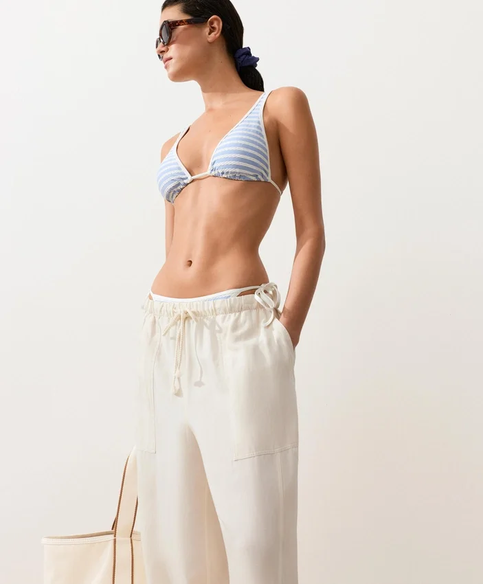 Textured Stripe Medium-Coverage Bikini Briefs with Ties Textured Stripe Medium-Coverage Bikini Briefs with Ties
