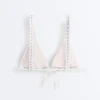 Striped Textured Triangle Halter Bikini Top Striped Textured Triangle Halter Bikini Top