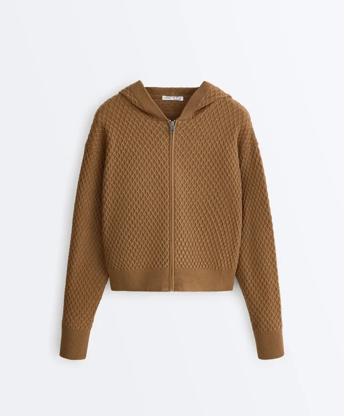 Structured Knit Hooded Jacket Structured Knit Hooded Jacket