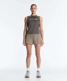 Technical Sleeveless T-Shirt with Text