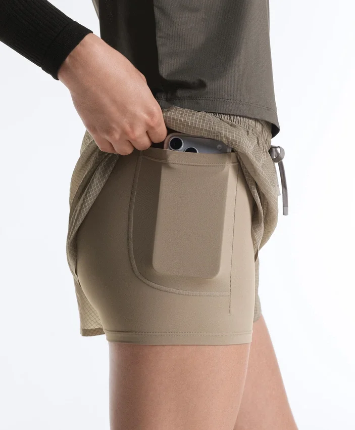 Technical 2-in-1 Checked Mid-Rise Shorts Technical 2-in-1 Checked Mid-Rise Shorts
