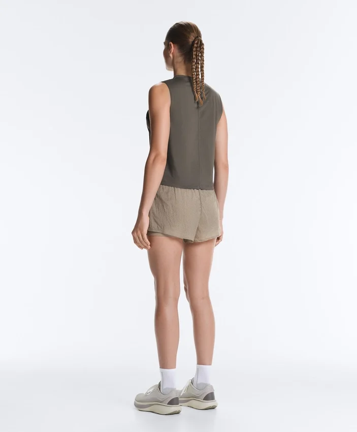 Technical 2-in-1 Checked Mid-Rise Shorts Technical 2-in-1 Checked Mid-Rise Shorts