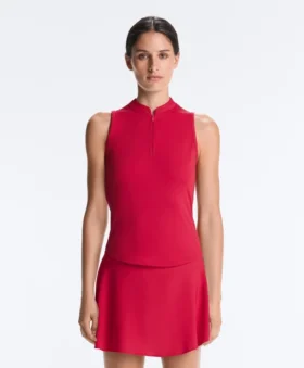 Technical Sleeveless T-Shirt with Half Zip