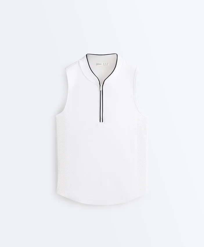 Technical Sleeveless T-Shirt with Half Zip Technical Sleeveless T-Shirt with Half Zip