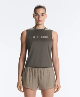 Technical Sleeveless T-Shirt with Text