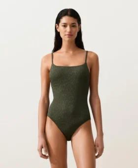 Textured Leopard Print Swimsuit