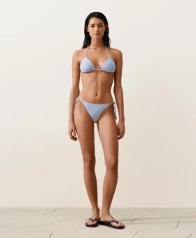 Textured Stripe Medium-Coverage Bikini Briefs with Ties