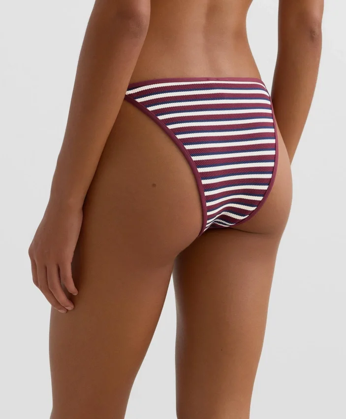 Textured Stripe Medium-Coverage Bikini Briefs with Ties Textured Stripe Medium-Coverage Bikini Briefs with Ties